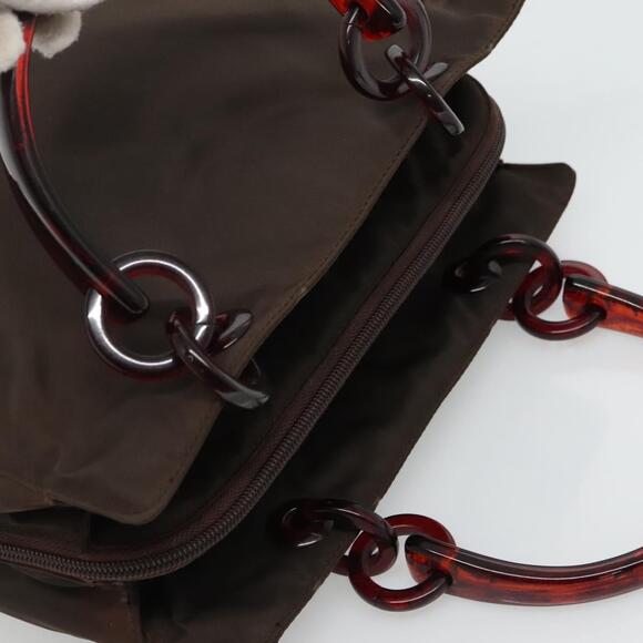 PRADA Hand Bag Nylon Brown - Picture 6 of 9